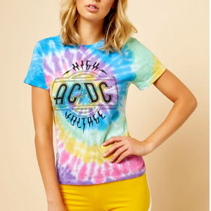 AC/DC High Voltage Logo Tie Dye metal rock Official T-Shirt L NWT